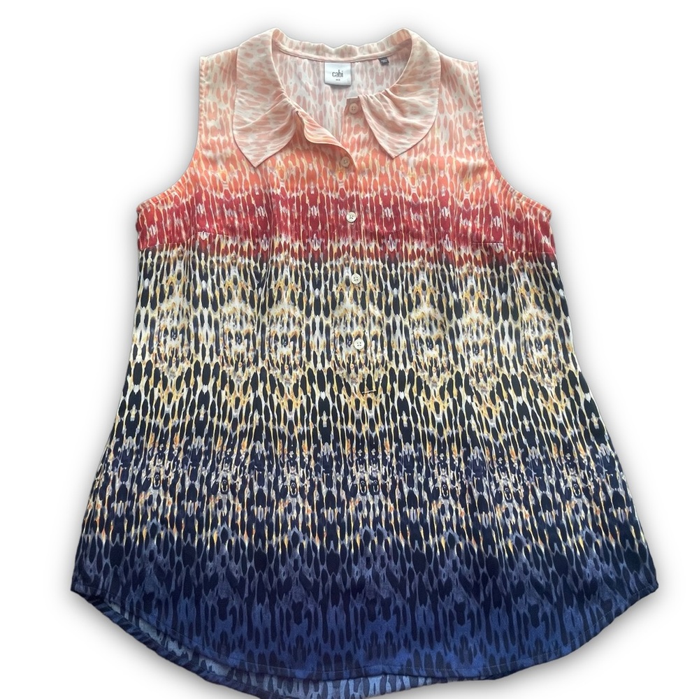 Cabi Love Ombre Sleeveless Collared Blouse Size Md #3078 Office Lightweight
